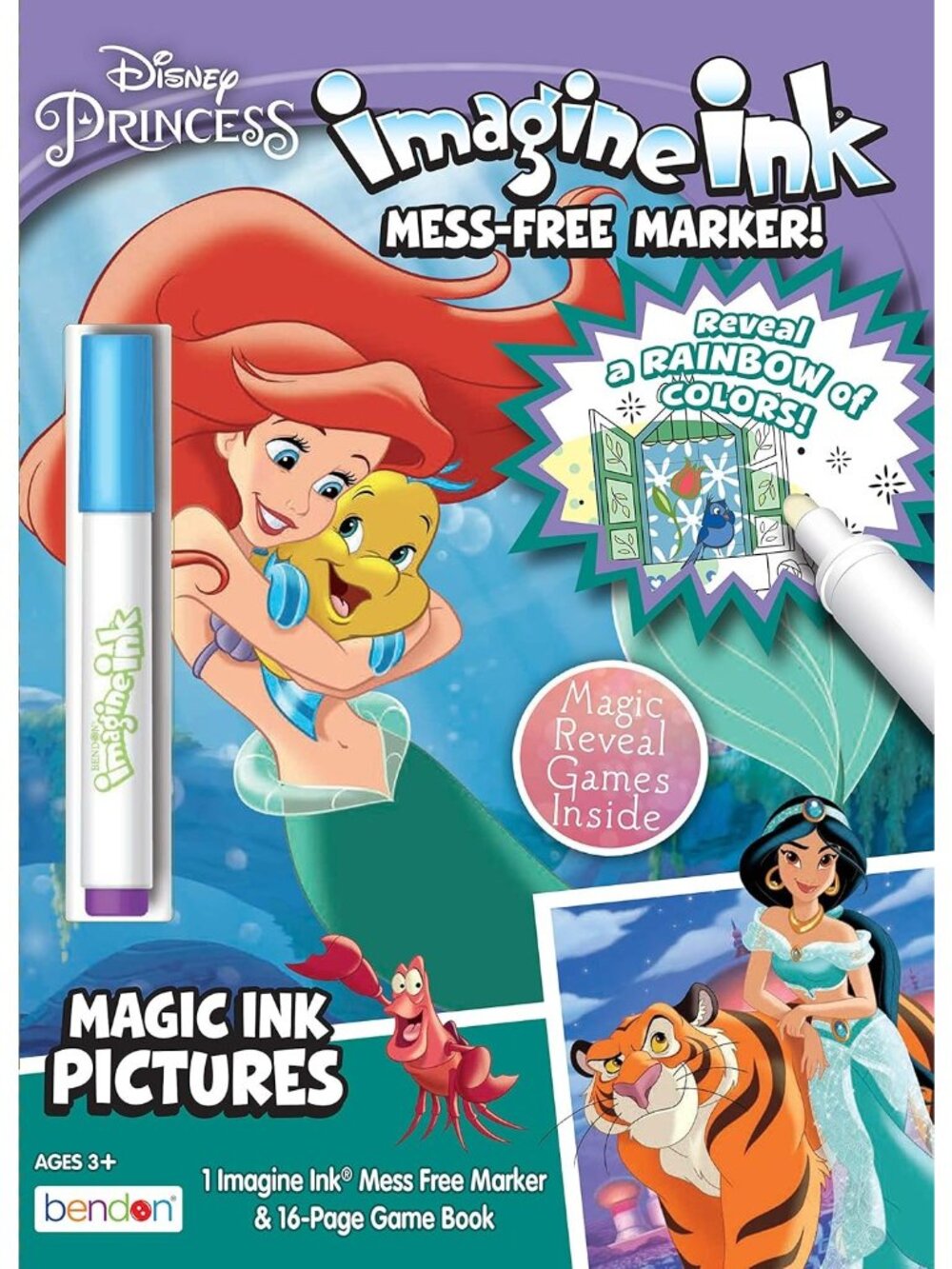 Disney Princess Imagine Ink Magic Ink Coloring Book – Mess‑Free Marker – NEW